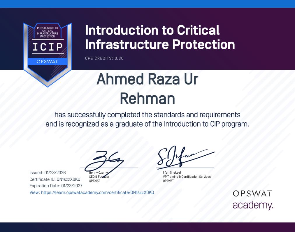 OPSWAT Introduction to Critical Infrastructure Protection (ICIP)